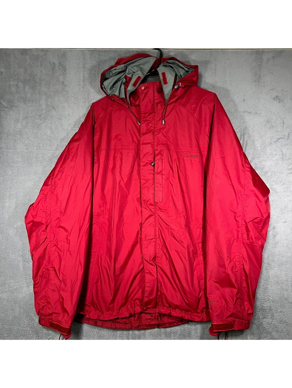 L.L. Bean Stowaway Jacket Red Mens Large Gore-Tex Rain Waterproof Hooded Shell